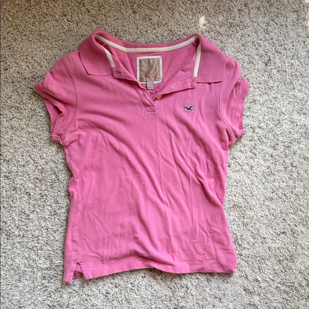 Circa 2005 Hollister Pink Button Down Polo Shirt